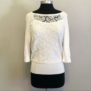 White House Black Market White Lace Blouse